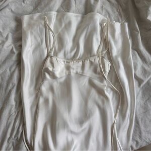 zara white bow midi slip dress